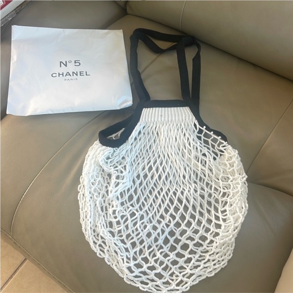 CHANEL factory N •5 mesh bag white black 100th Anniversary limited